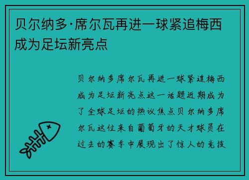 贝尔纳多·席尔瓦再进一球紧追梅西 成为足坛新亮点
